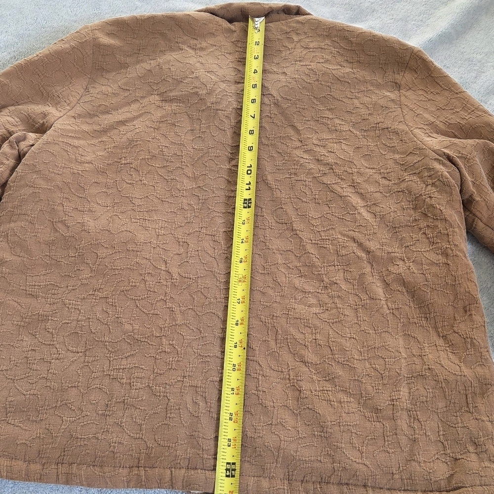 Carbon2Cobalt Textured Thick Western Brown Tan Jacket Zip Up Large Soft Linen - Picture 11 of 12